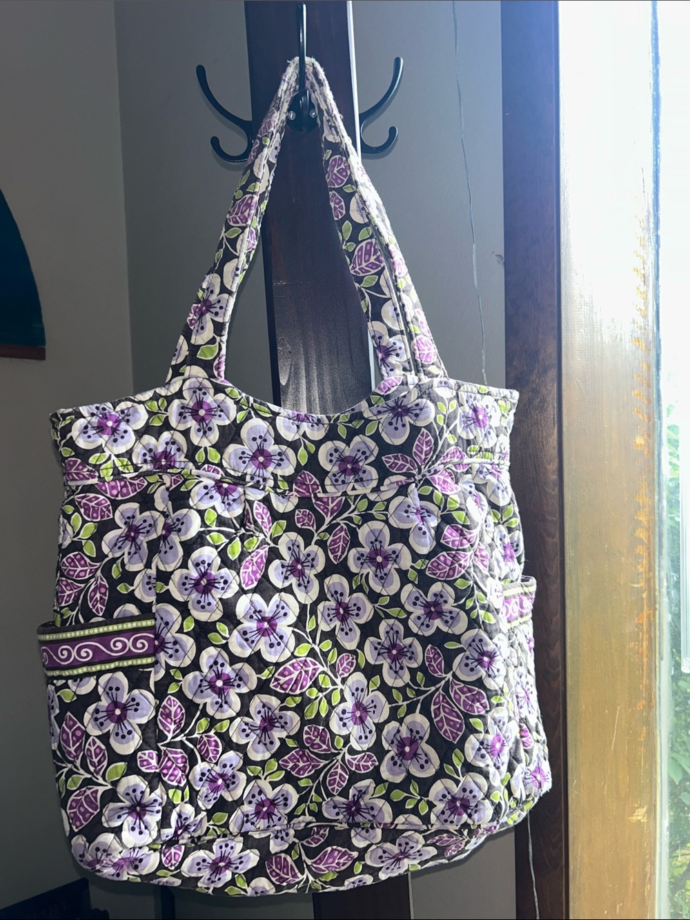 Vera Bradley Quilted Floral Tote - Purple, White, Green